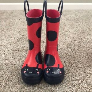 Toddler girl lady bug rain boots